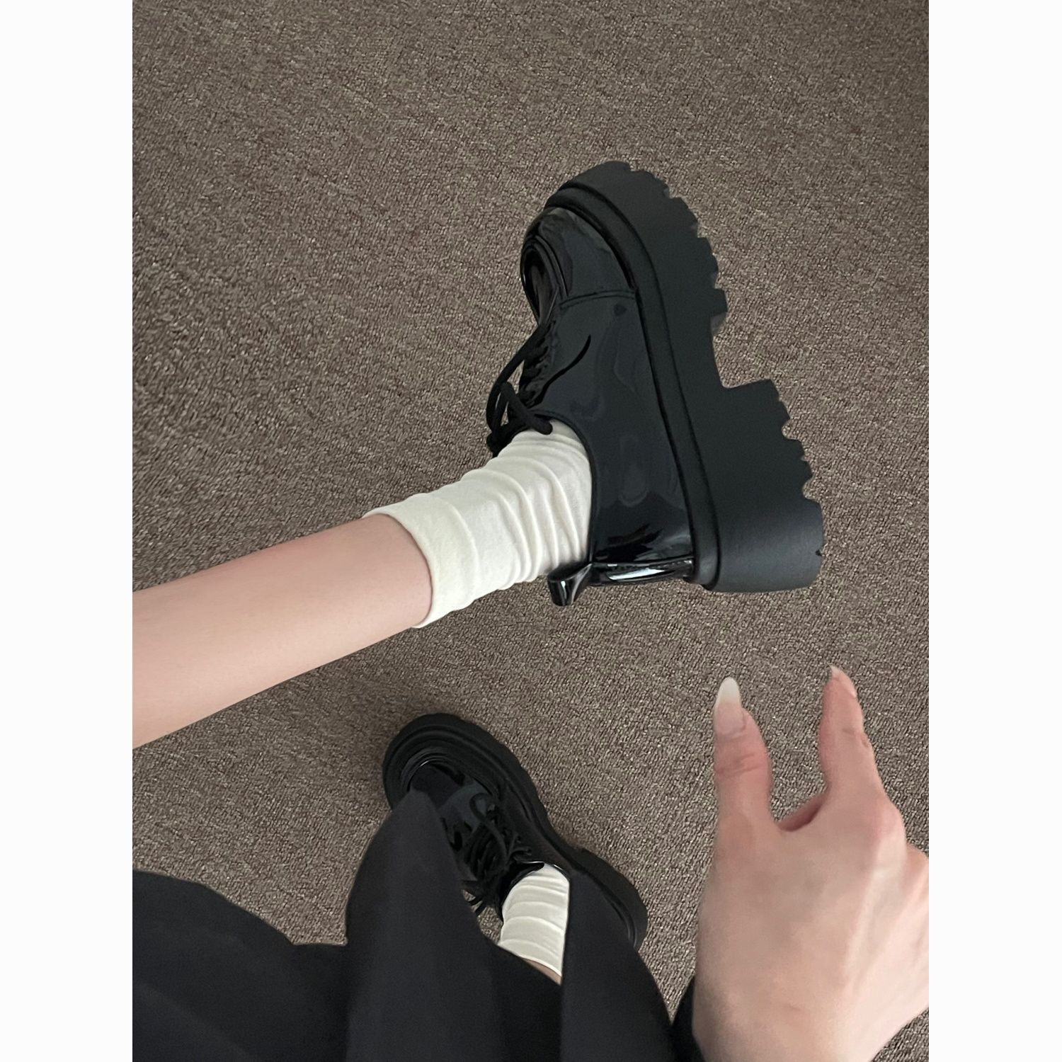 英伦风厚底增高小皮鞋女2