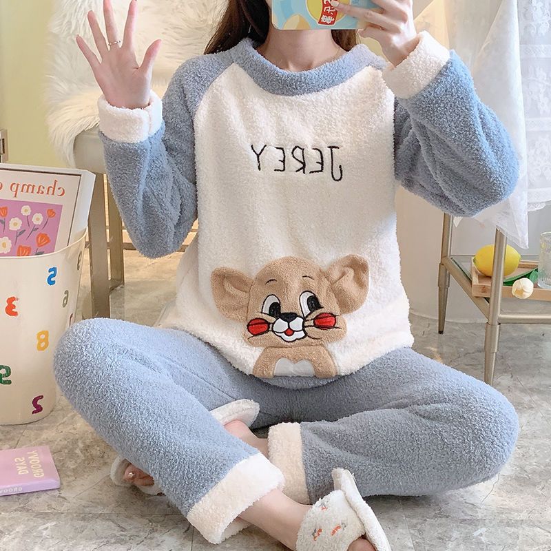 珊瑚绒睡衣女加厚保暖长