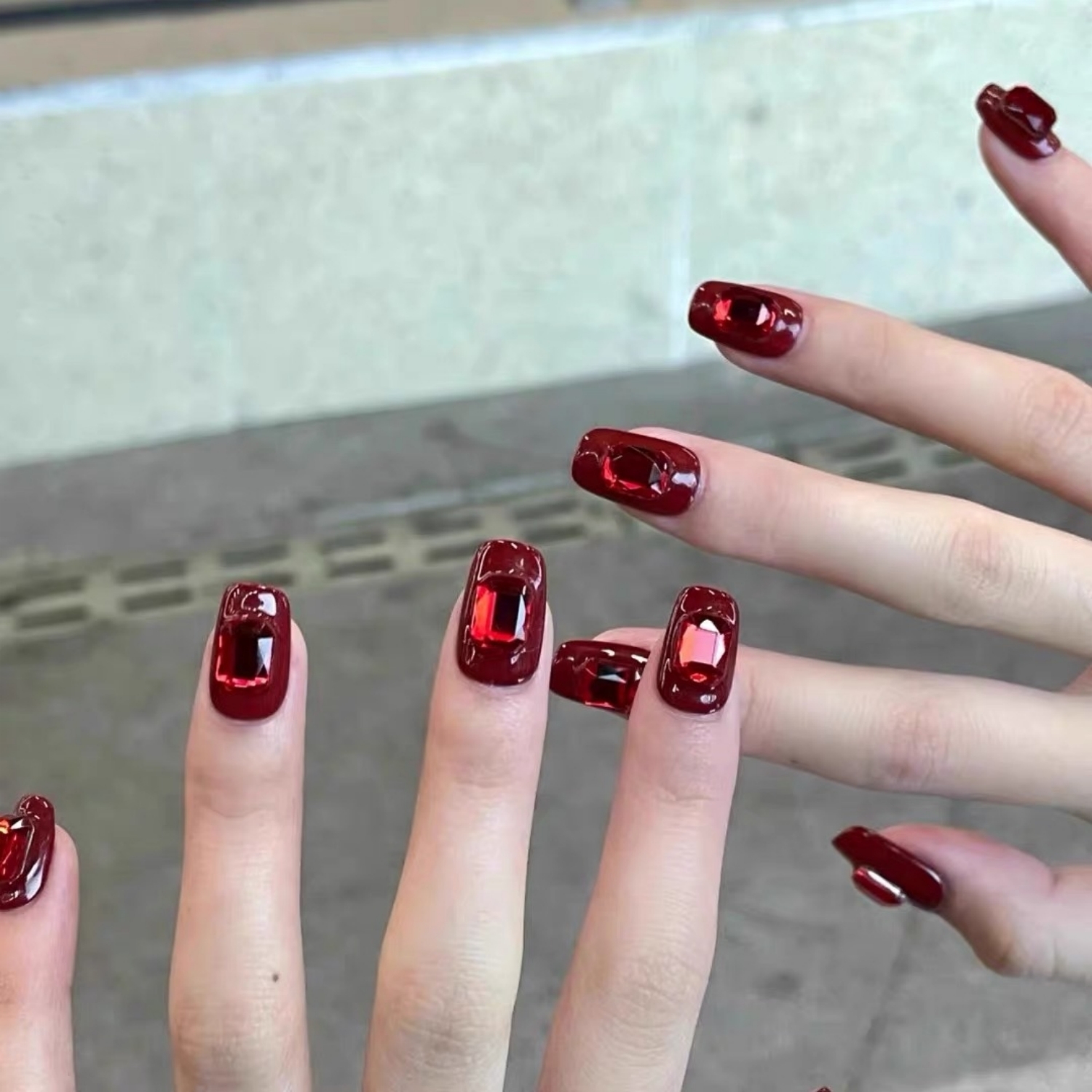 新年圣诞款高质量红宝石显白贵气手工定制穿戴美甲可拆卸