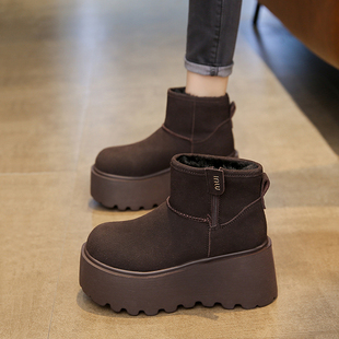 小码 高跟马丁短靴保暖东北棉鞋 2025新款 厚底增高雪地靴女加绒冬季