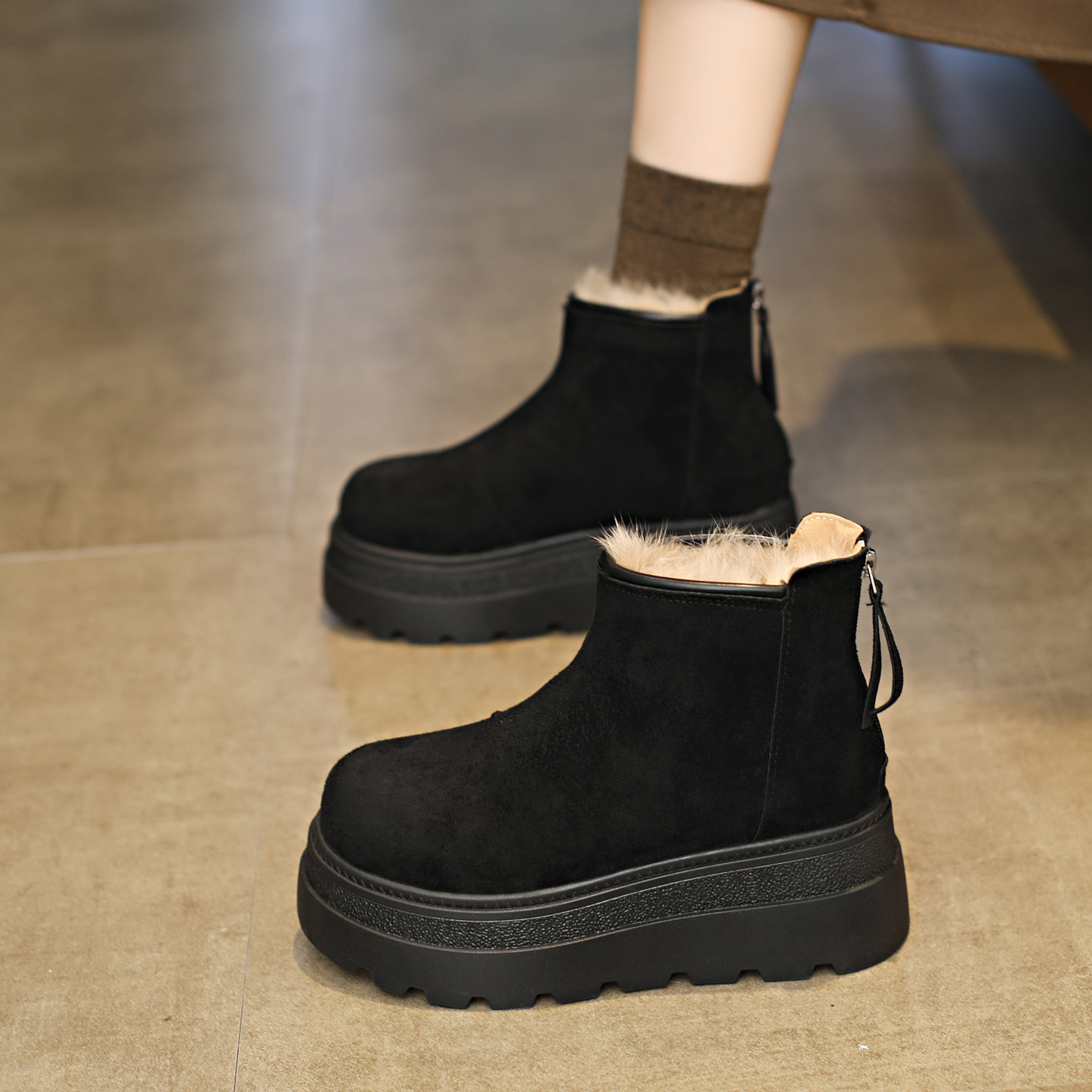 厚底增高加绒雪地靴女款马丁靴2025新款冬季爆款勃肯短靴保暖棉鞋,女鞋,时尚雪地靴,淘宝优惠券,粉丝福利购,淘宝优惠卷