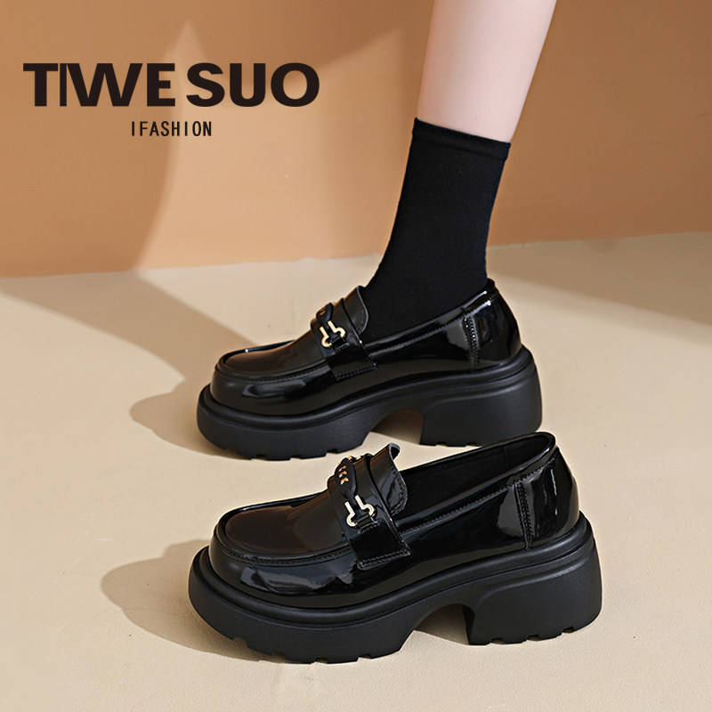 厚底增高小皮鞋女2026春季新款配裙子英伦风百搭休闲懒人乐福单鞋,女鞋,深口单鞋,淘宝优惠券,粉丝福利购,淘宝优惠卷