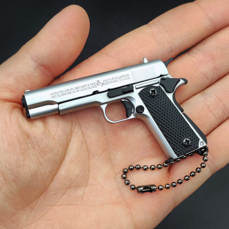 吃鸡绝地求生周边1:3可抛壳1911金属枪模型玩具钥匙扣挂件