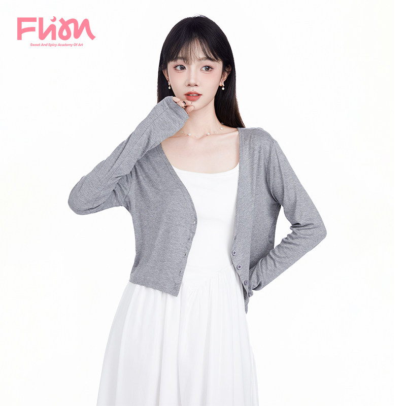 FLIM甜美U领裙装套装开衫吊带