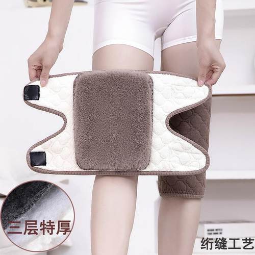 护膝保暖男女士老人加厚加绒护漆盖粘扣三层绗缝仿羊羔绒魔术贴