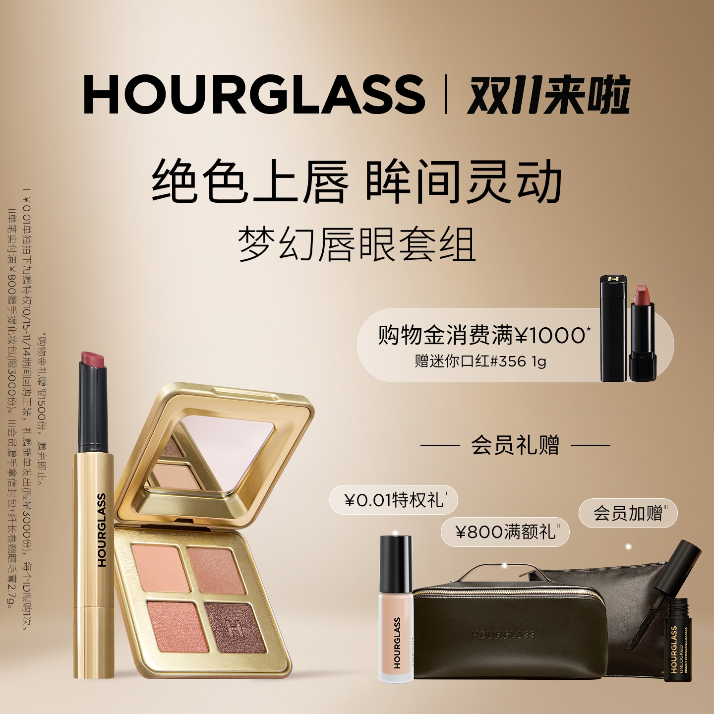 HOURGLASS固体唇蜜四色眼影套组