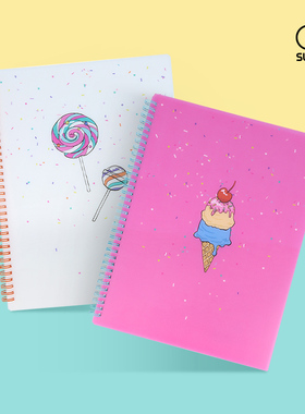 sunstar太阳星甜品派对创意主题A4线圈插袋资料册文件夹高颜值大容量可爱女生学生办公