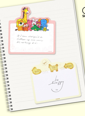 sunstar太阳星动物饼干异型彩色便签贴纸可粘n次便利贴高颜值索引装饰备忘标记便携可爱学生