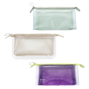 日本sunstar太阳星mitte高颜值ins风拉链文具化妆品数码配件收纳包大容量船型扁平时尚纯色学生女笔袋