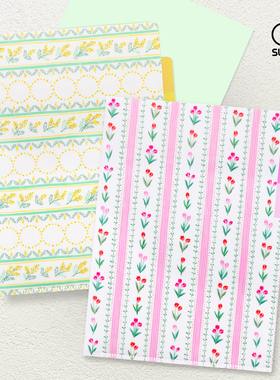 sunstar太阳星文具明媚春日系列花卉印花A5尺寸三层彩色索引文件夹资料票据孕检收纳资料册女学生白领