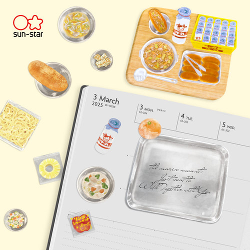 sunstar太阳星日式校园午餐主题创意印花便签贴带背胶备忘提醒清单待办事项热狗拉面意面咖喱饭炖菜主题