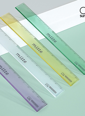 进口sunstar太阳星文具旗舰店透明防滑直尺mitte系列彩色尺子学生用15cm刻度清晰底部防滑设计稳定不打滑