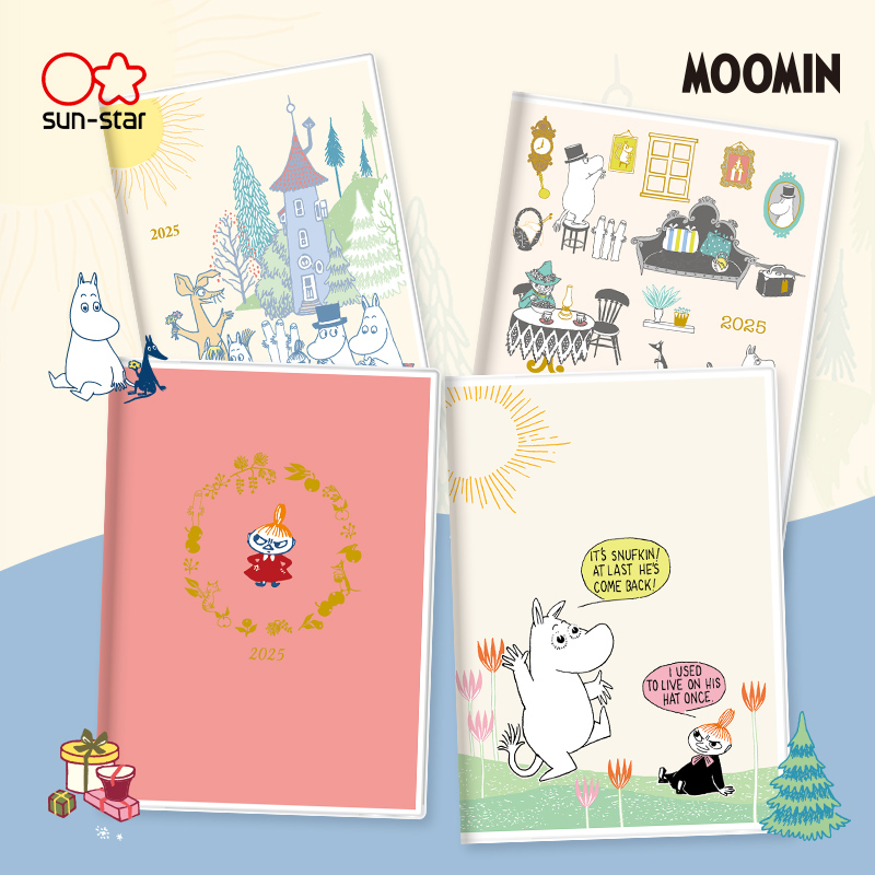 【2025年】日本sunstar太阳星×MOOMIN姆明周计划月计划手帐日程管理笔记本A5/B6/A6/B7PVC封皮文艺青年学生