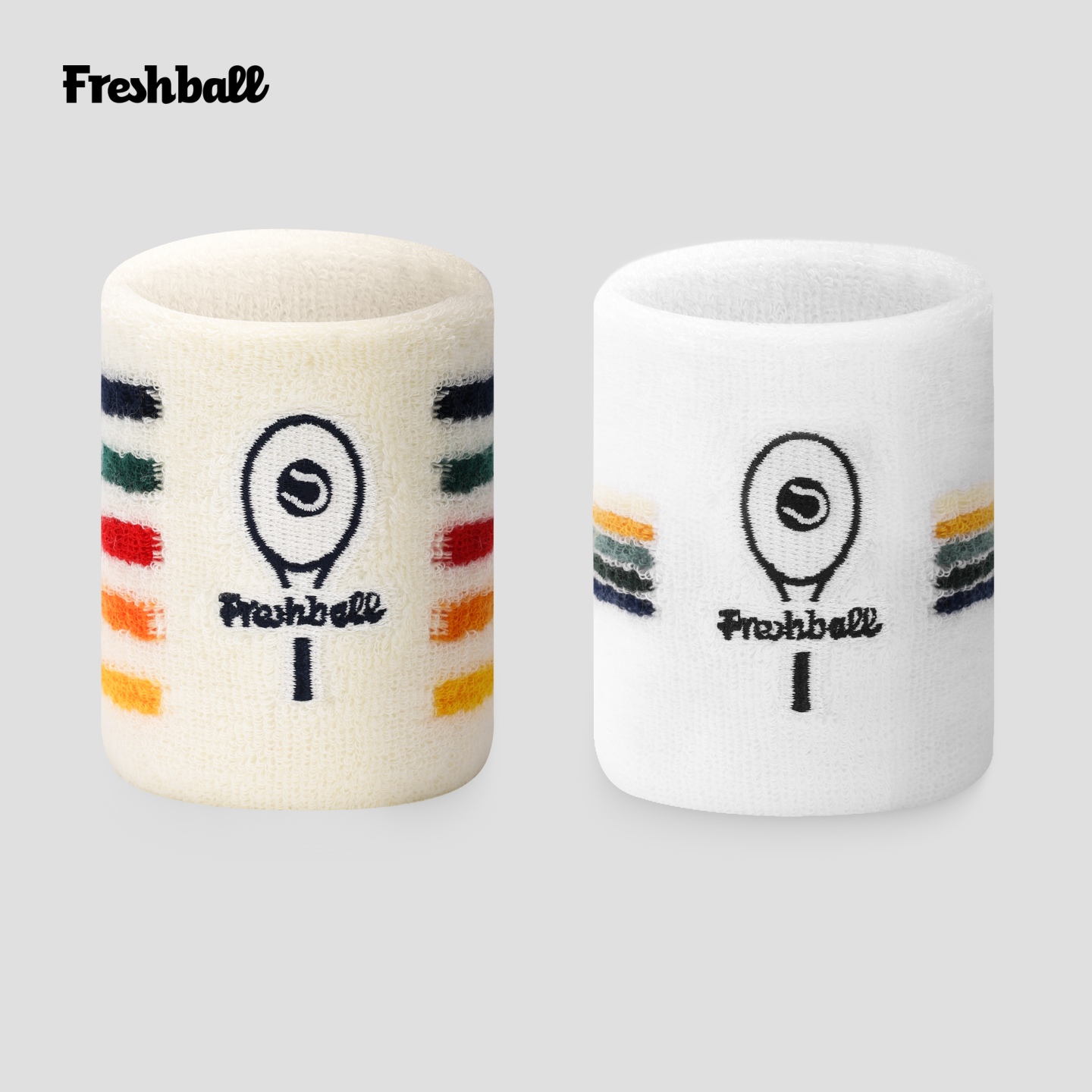 Freshball专业高端彩虹条纹网球羽毛球运动护腕复古吸汗护手环