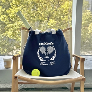 Freshball网球包运动单肩托特包球拍健身通勤复古老钱帆布手提包