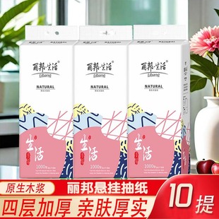纸巾大包擦手家用 餐巾卫生纸抽挂式 丽邦悬挂式 抽纸10提整箱实惠装