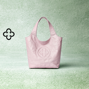 CASSILE卡思乐MINI马甲手拎包女粉色植鞣牛皮时尚褶皱手提菜篮包