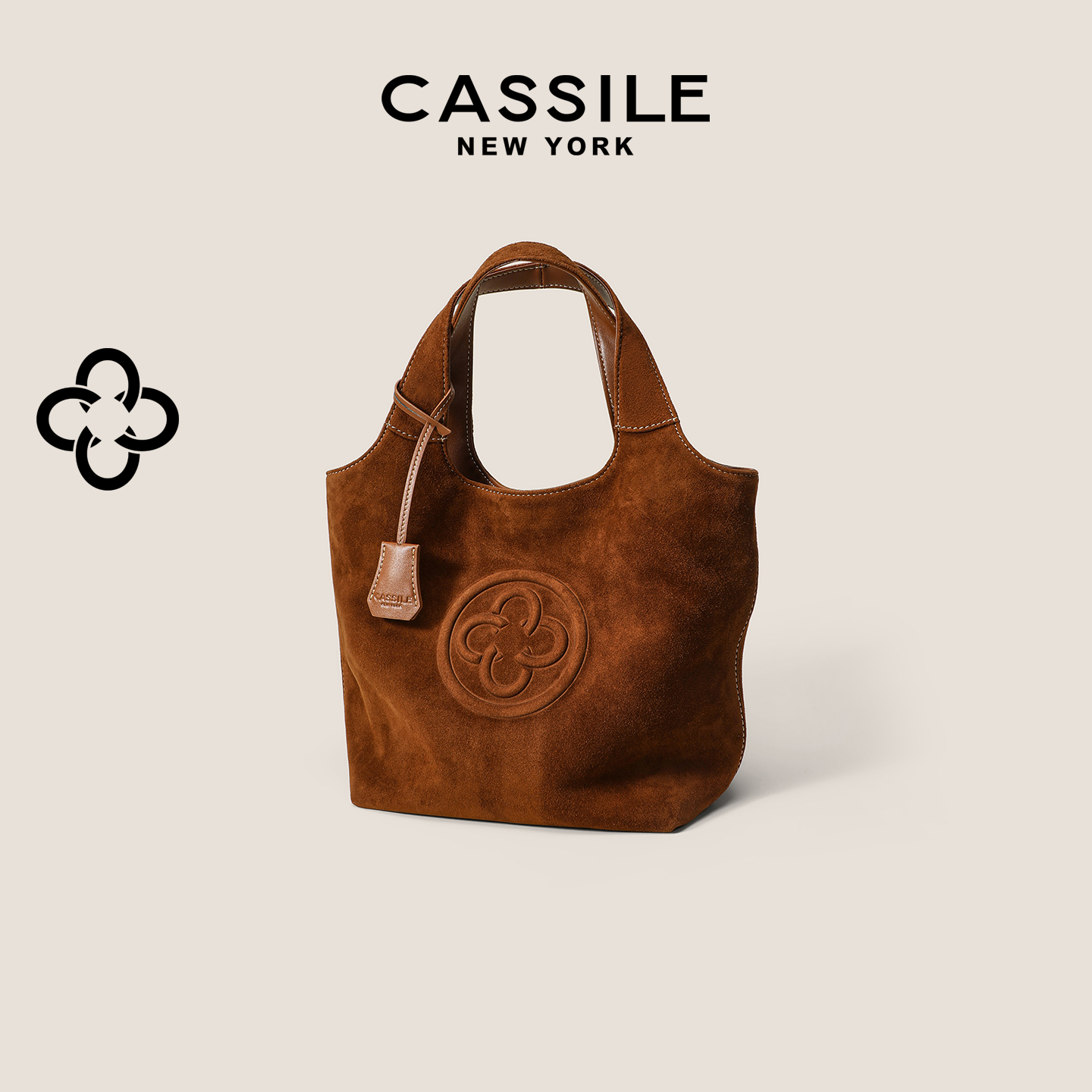 CASSILE卡思乐MINI马甲软绒面羊皮手提包2025新款慵懒小托特女包