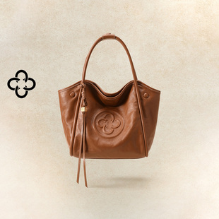 CASSILE卡思乐手提水桶包2025秋冬新款复古植鞣牛皮小菜篮子女包