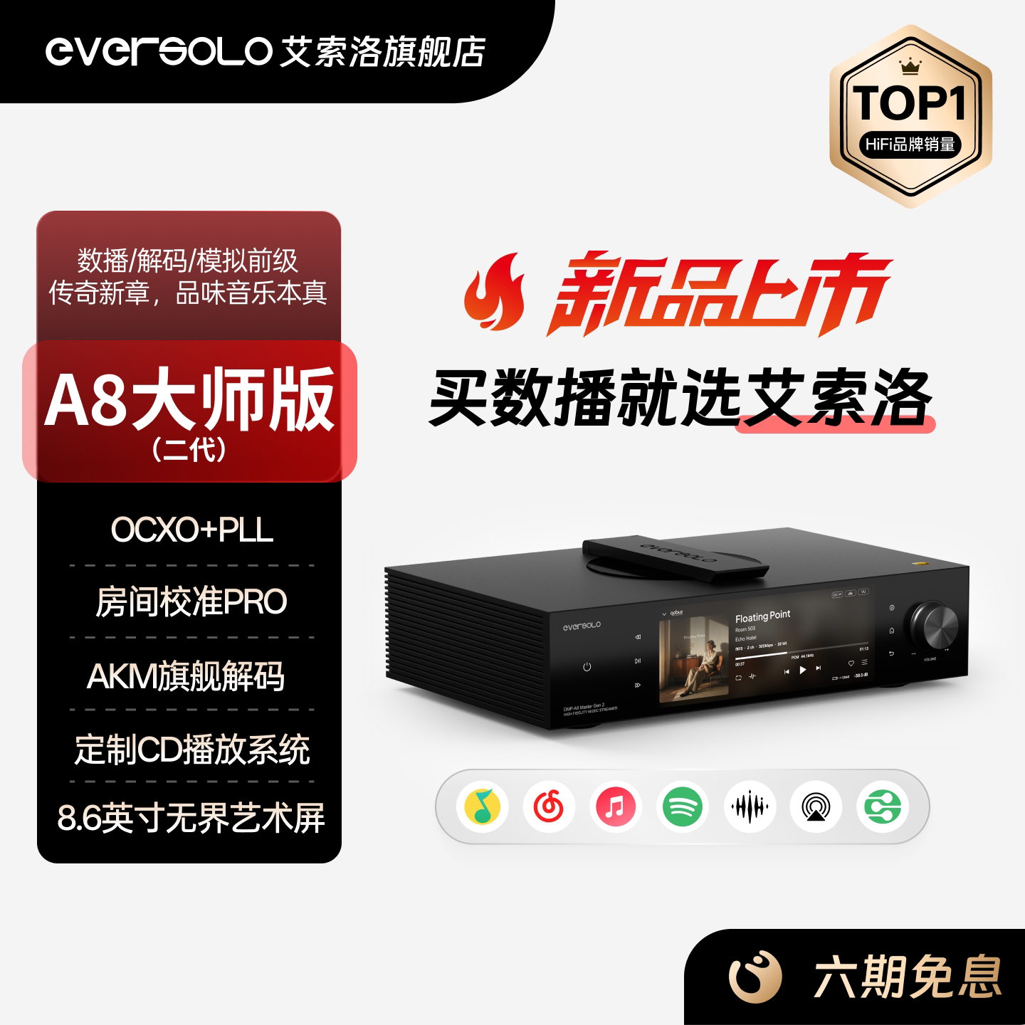 艾索洛Eversolo【官方旗舰】DMP-A8大师版Gen2流媒体数播解码CD机 - 实物图