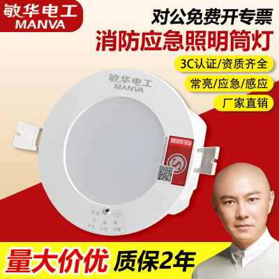 嵌入式筒灯人体感应消防应急敏华