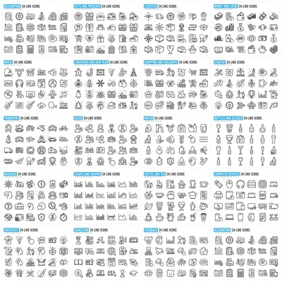 19套 互联网网站app线条图标ai矢量设计素材源文件