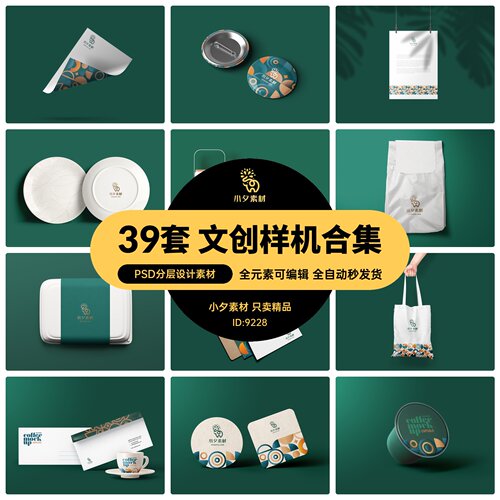 餐厅纽扣文创毕设文件卡片快餐盒冰淇淋贴图样机模板PSD分层素材