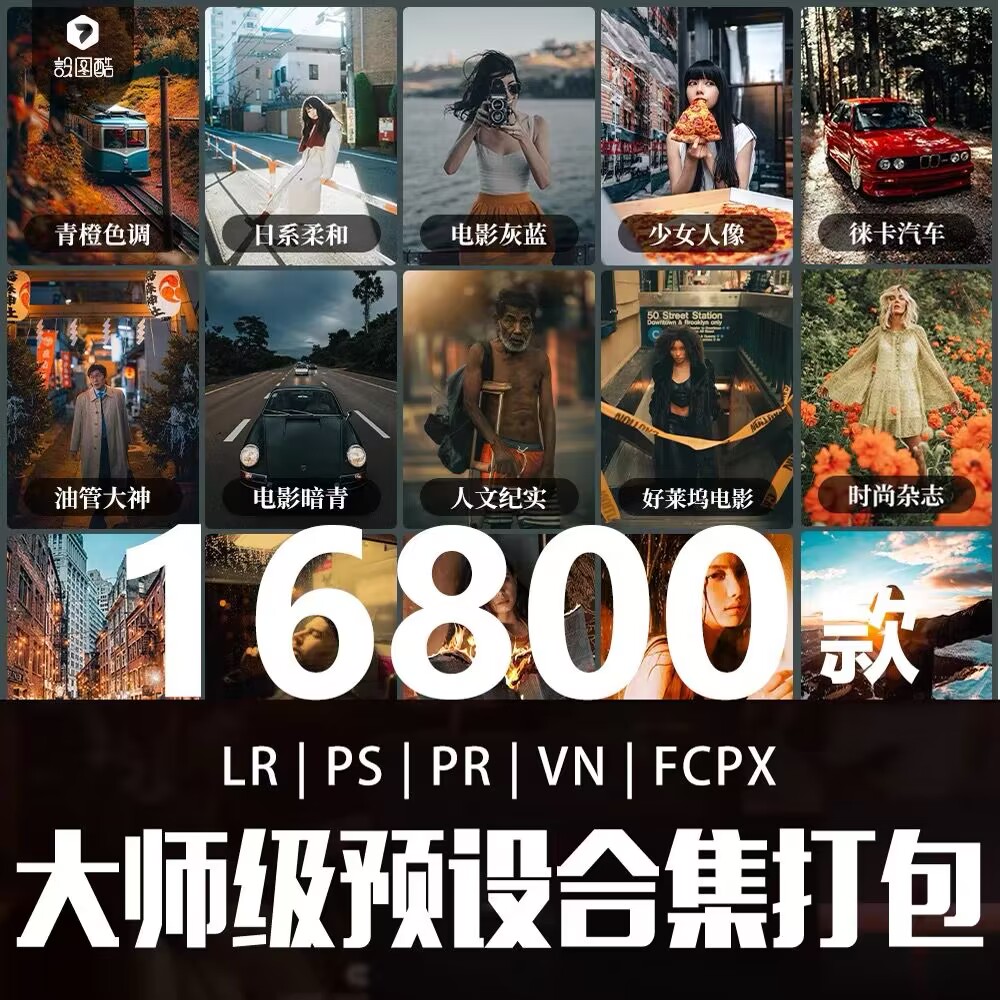 lr预设ps滤镜pr调色lightroom人像磨皮lut插件手机日系婚礼胶片-封面