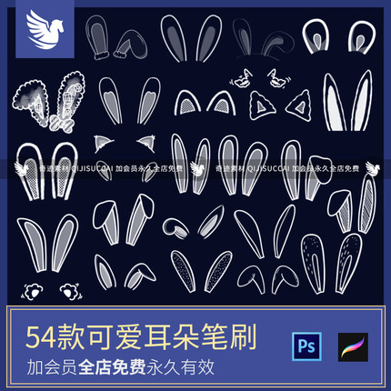 动漫二次元兔耳朵猫耳朵兔女郎美少女兔耳娘动物procreate+ps笔刷