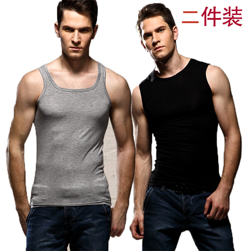 二件男士纯棉背心全棉打底紧身跨栏夏季吸汗运动健身外穿薄款汗衫