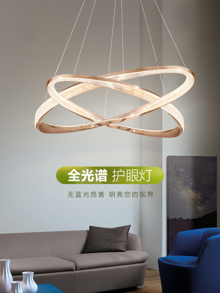 全光谱意式后现代轻奢客厅吊灯设计师样板间餐厅卧室圆环极简吊灯_虎窝淘