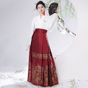 花湘坊原创汉服女织金马面裙成人明制新中式秋冬日常高端国风套装