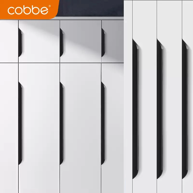 卡贝衣柜隐形柜门拉手抽屉橱柜门把手现代简约高档五金黑色免打孔