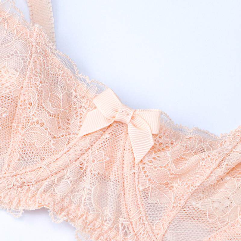 Sexy lace half cup thin bra thong small chest push up