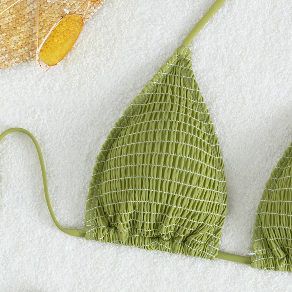 Halter bikini spring lace-up sexy pleated triangle