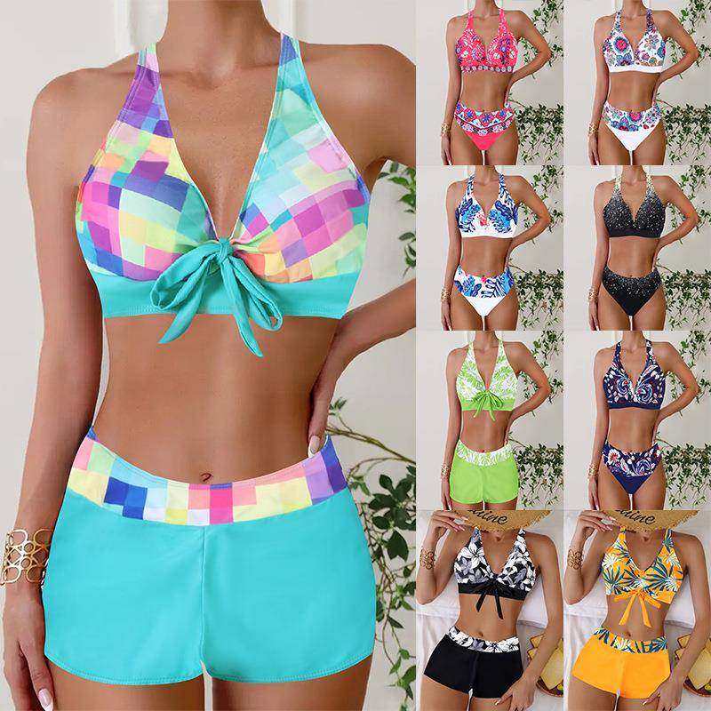 Large size bikini two-piece boxer swimsuit women's swimwear