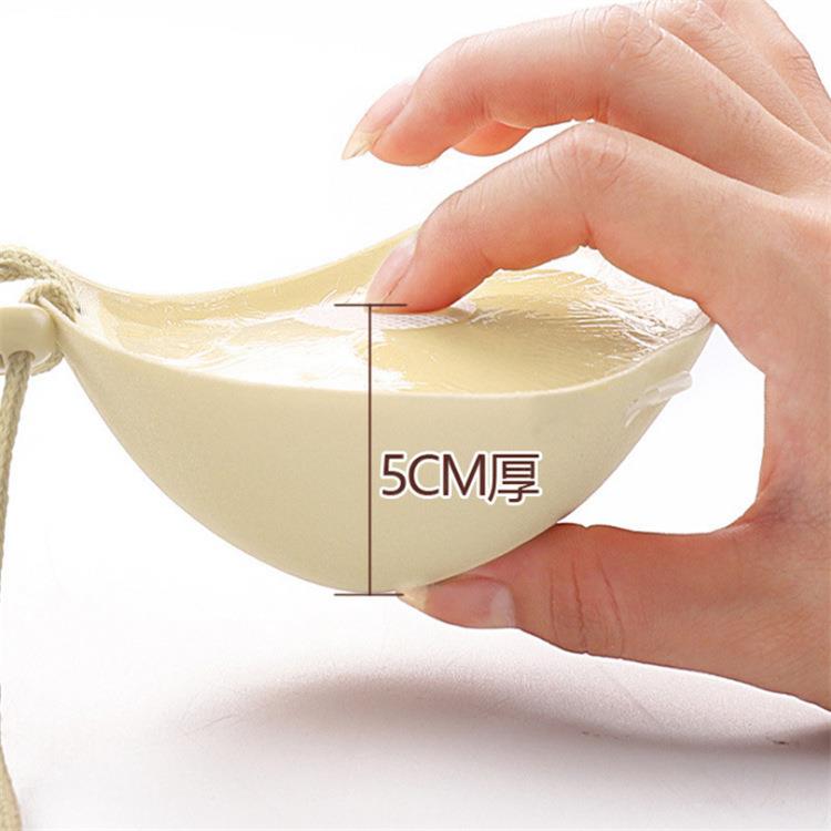 Flat chest and small gather to show big round cup nipple