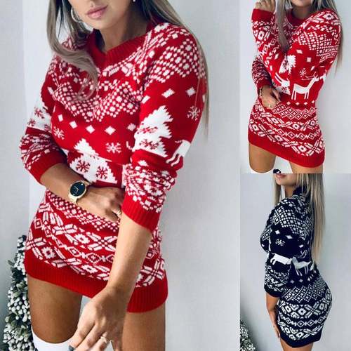 Knitted sweater knitted womens dress Christmas theme