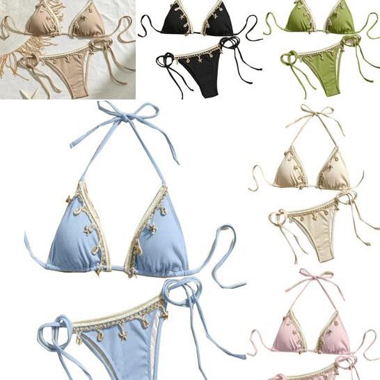 swimsuit strappy neck halter sexy cup triangle swimsuit