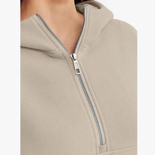 zipper sleeve Womens long sweatshirt loose hooded