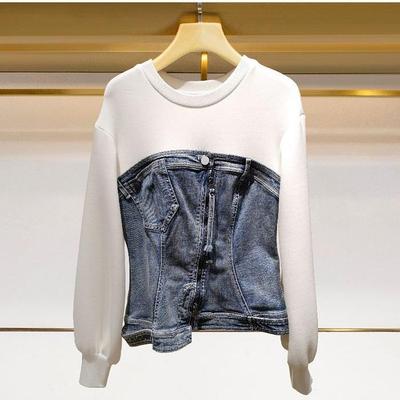 jaqueta tops cardigan cowboy rivets patchwork coat bomber