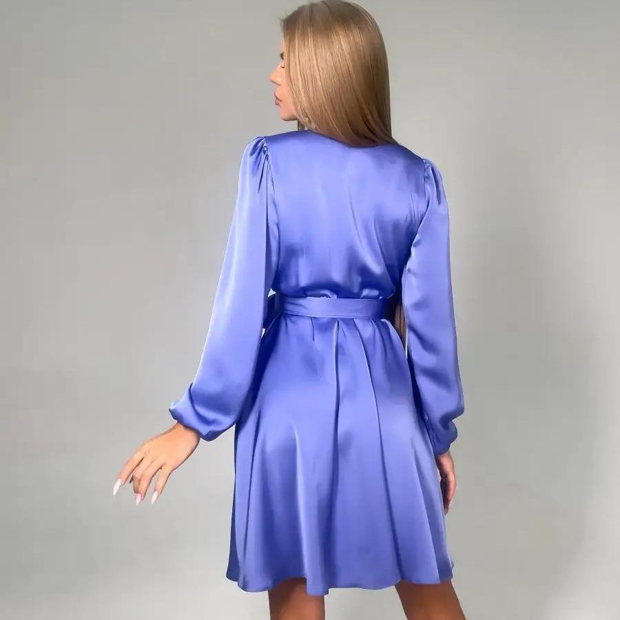 Silky Long Short Lace-up umbrella skirt Dress Sleeve