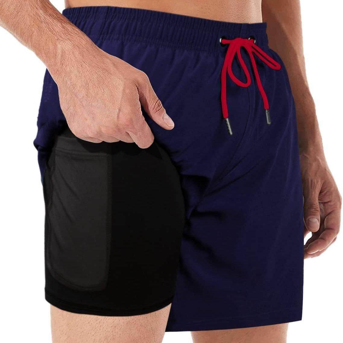 pockets swimming casual trunks with compression shorts