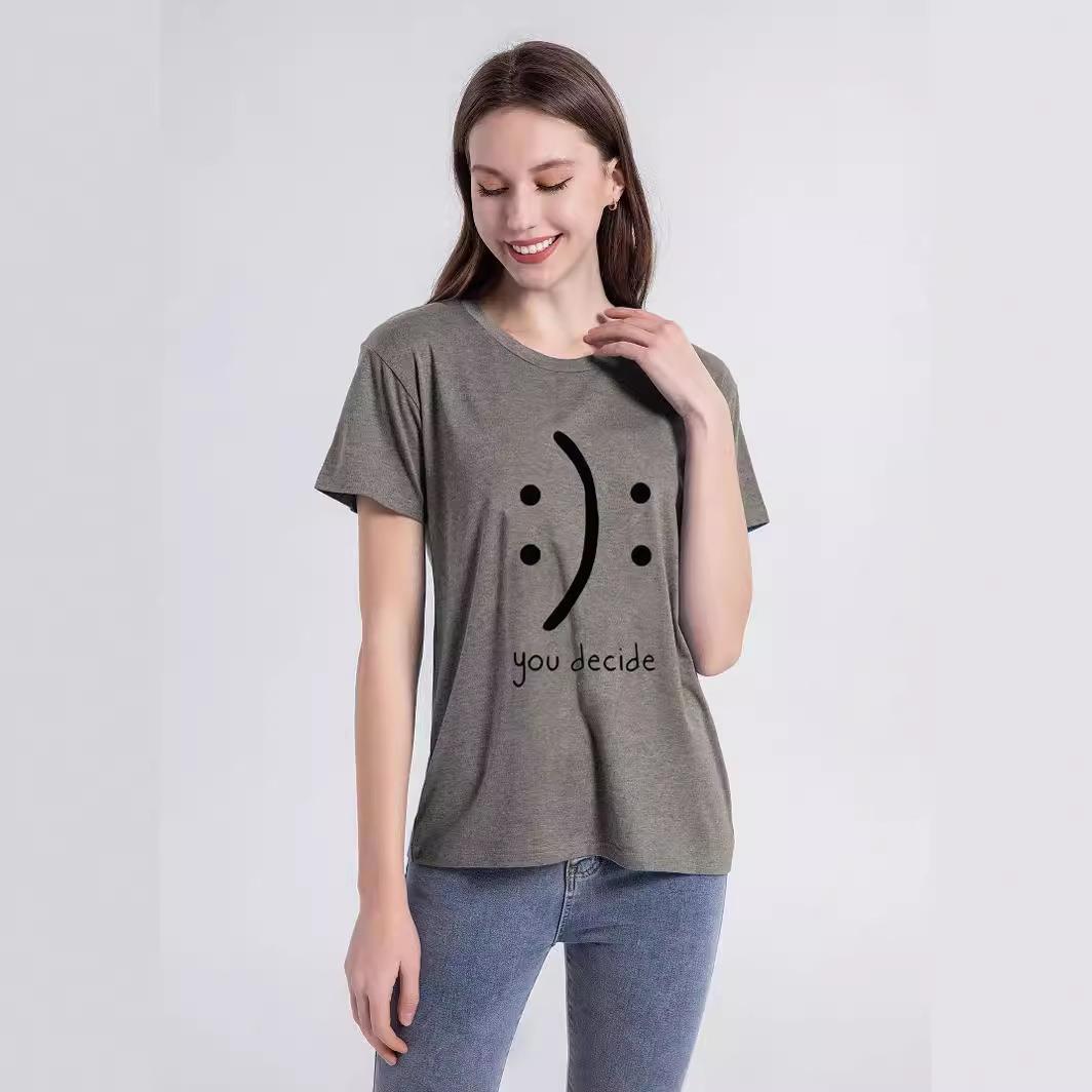 Womens loose round neck personality summer T-shirt womens