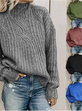 womens autumnwinter pullover sweater medium neck smooths