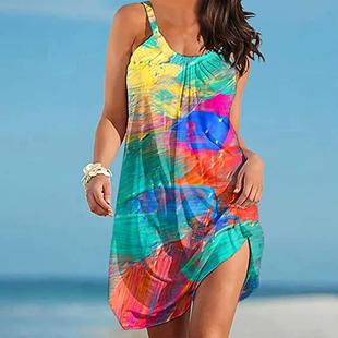 knee print loose sea new romantic length womens marine