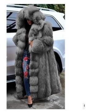 woman luxury overcoats warm thick hood with jackets fur