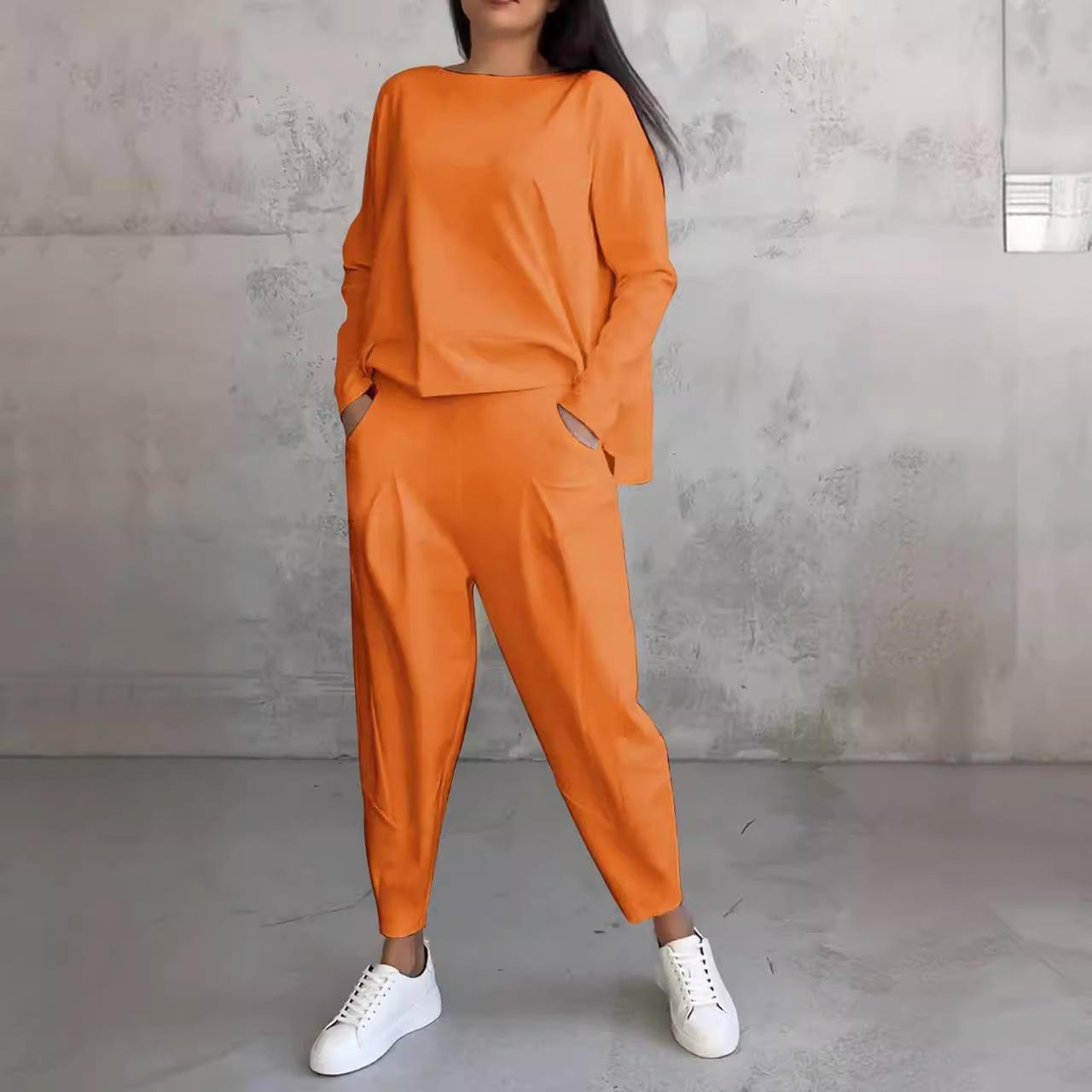 Womens irregular long-sleeved sweatshirt and harem pants