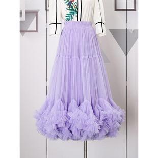skirt long layer ruffled clothes dancing ballet mesh women