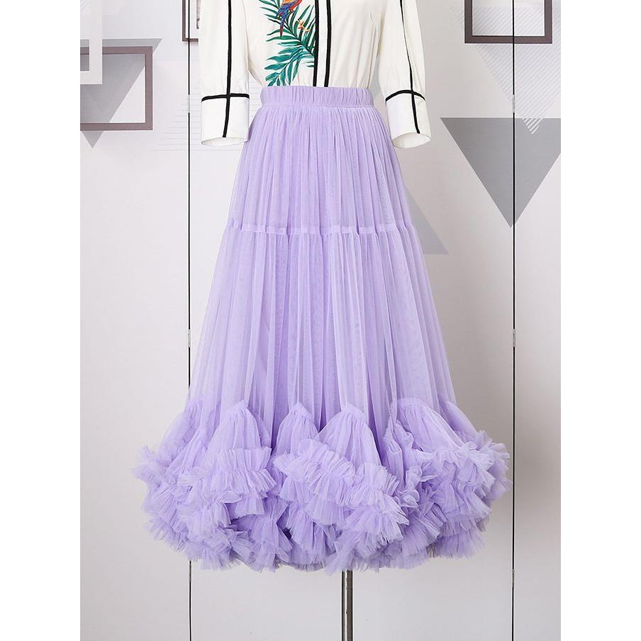 long skirt tulle long party clothes female lady skirt
